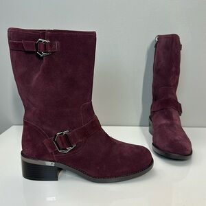 Vince Camuto Wadelyn Burgundy Suede Boots Size 9.5W